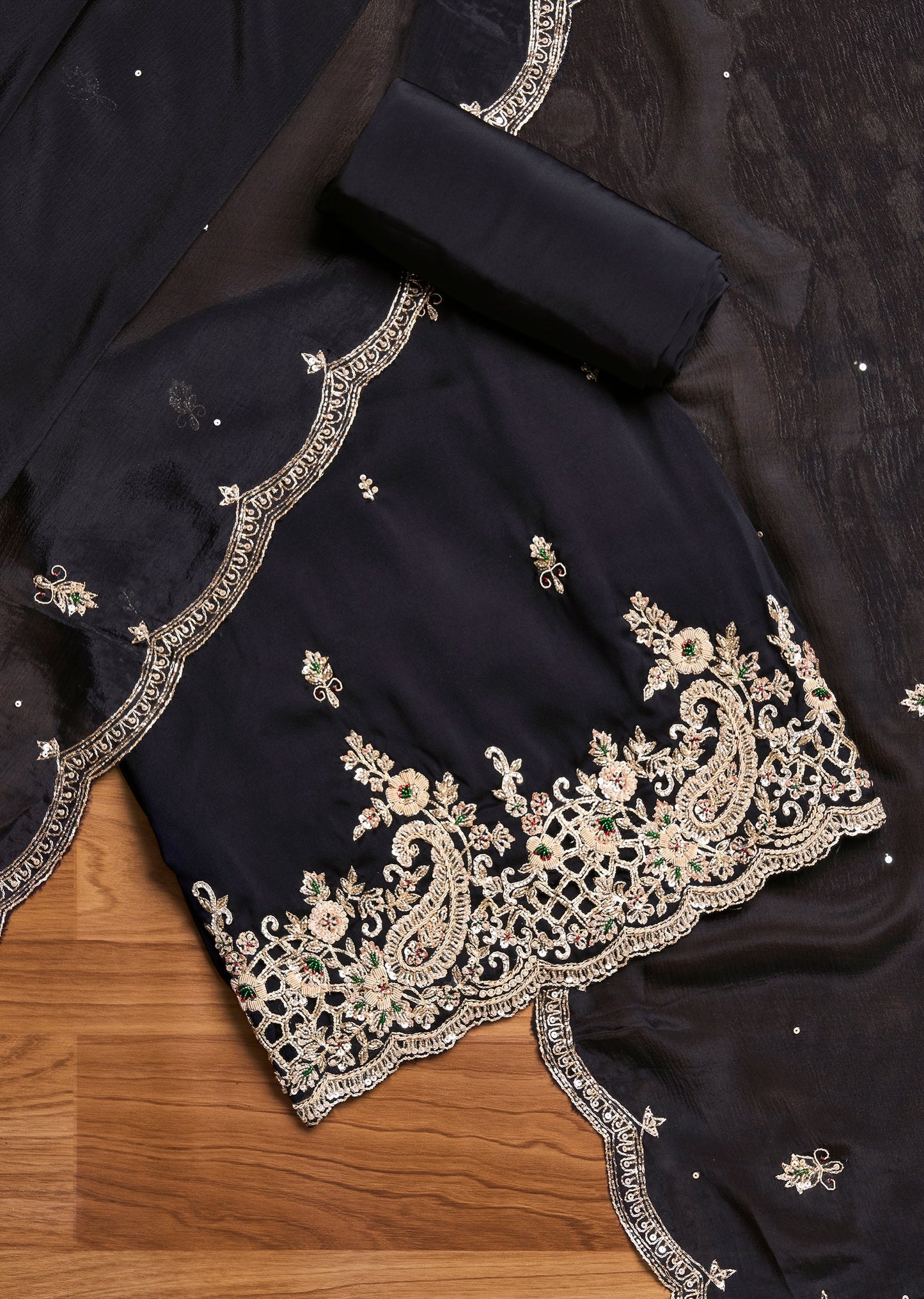 Navy Blue Satin Suit