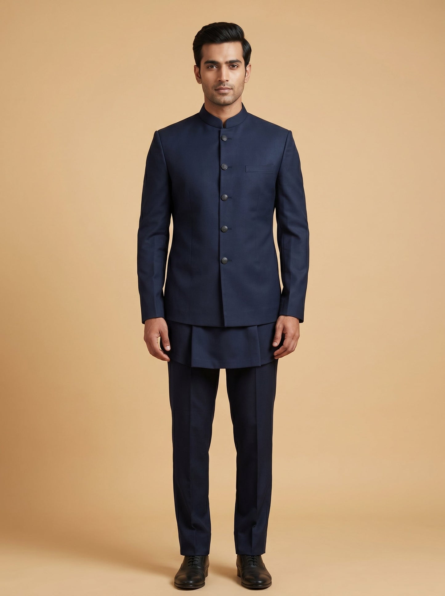 Navy Classic Jacket Kurta Set