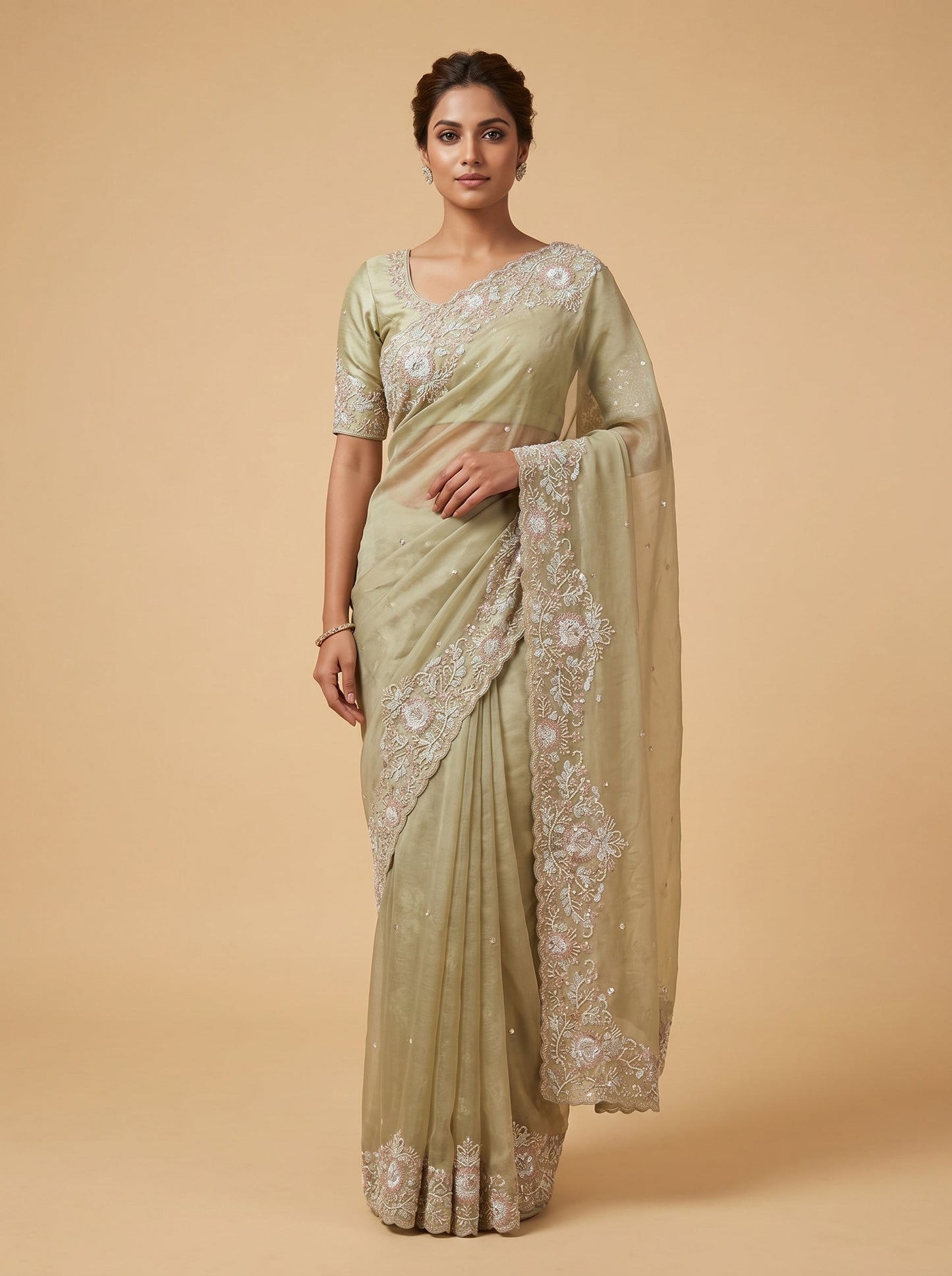 Navy Indigo Embroidered Saree