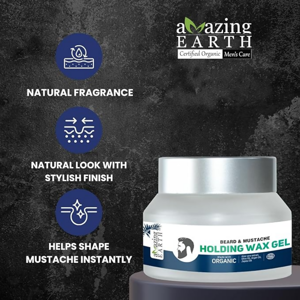 Amazing Earth Certified Organic Beard & Mustache Holding Wax Gel