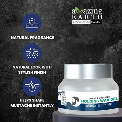 Amazing Earth Certified Organic Beard & Mustache Holding Wax Gel