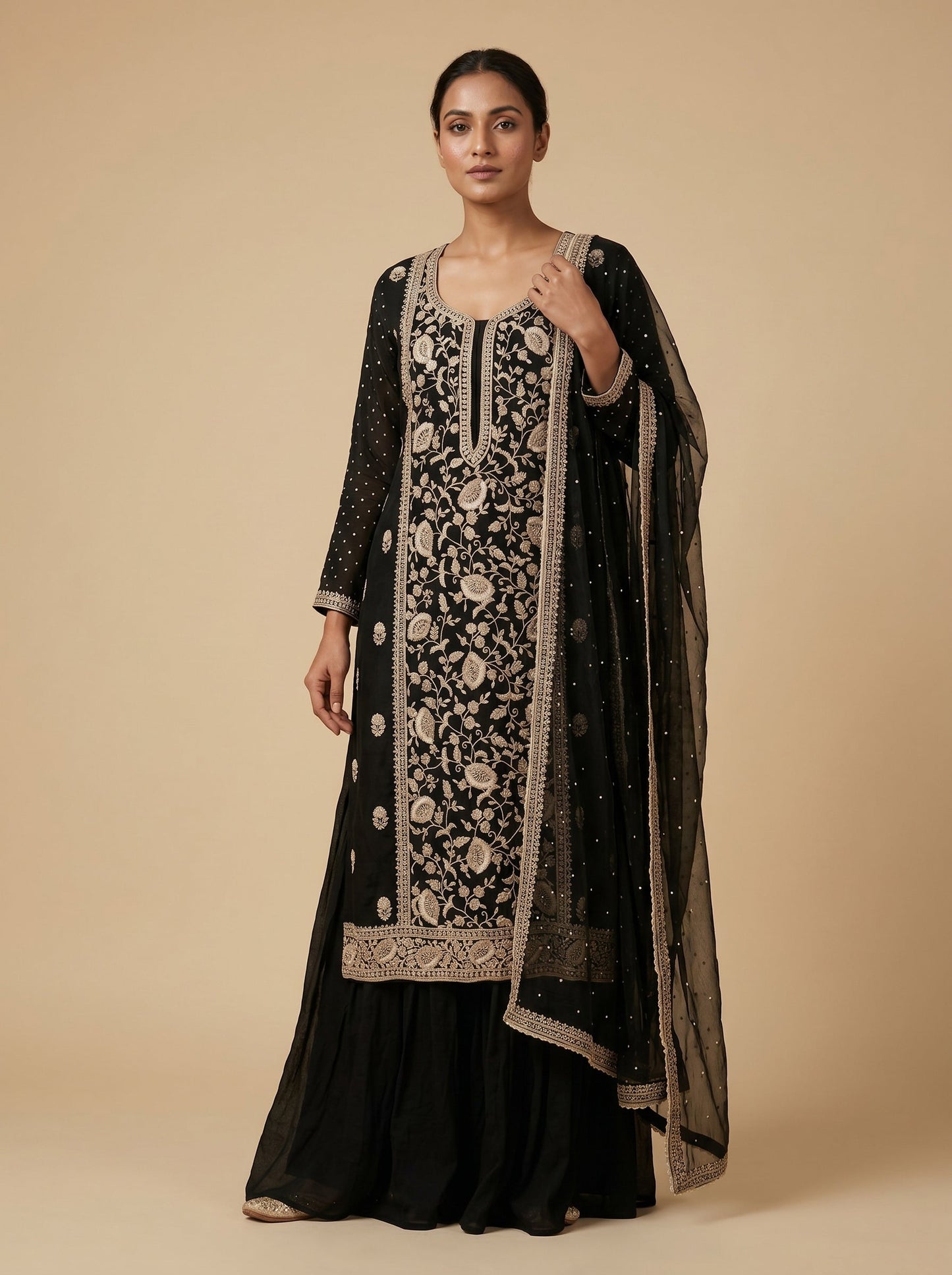 Nocturne Black Sharara Set