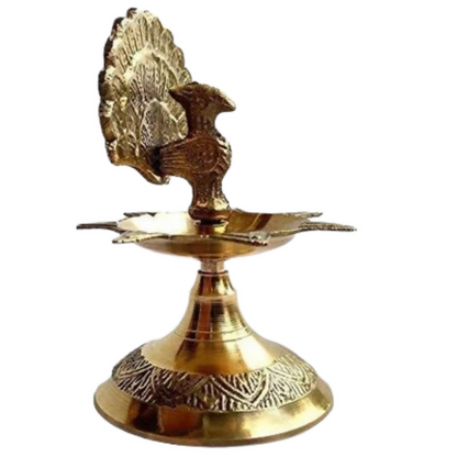 CraftVatika Brass Peacock Diya Oil Lamp (Type 1)