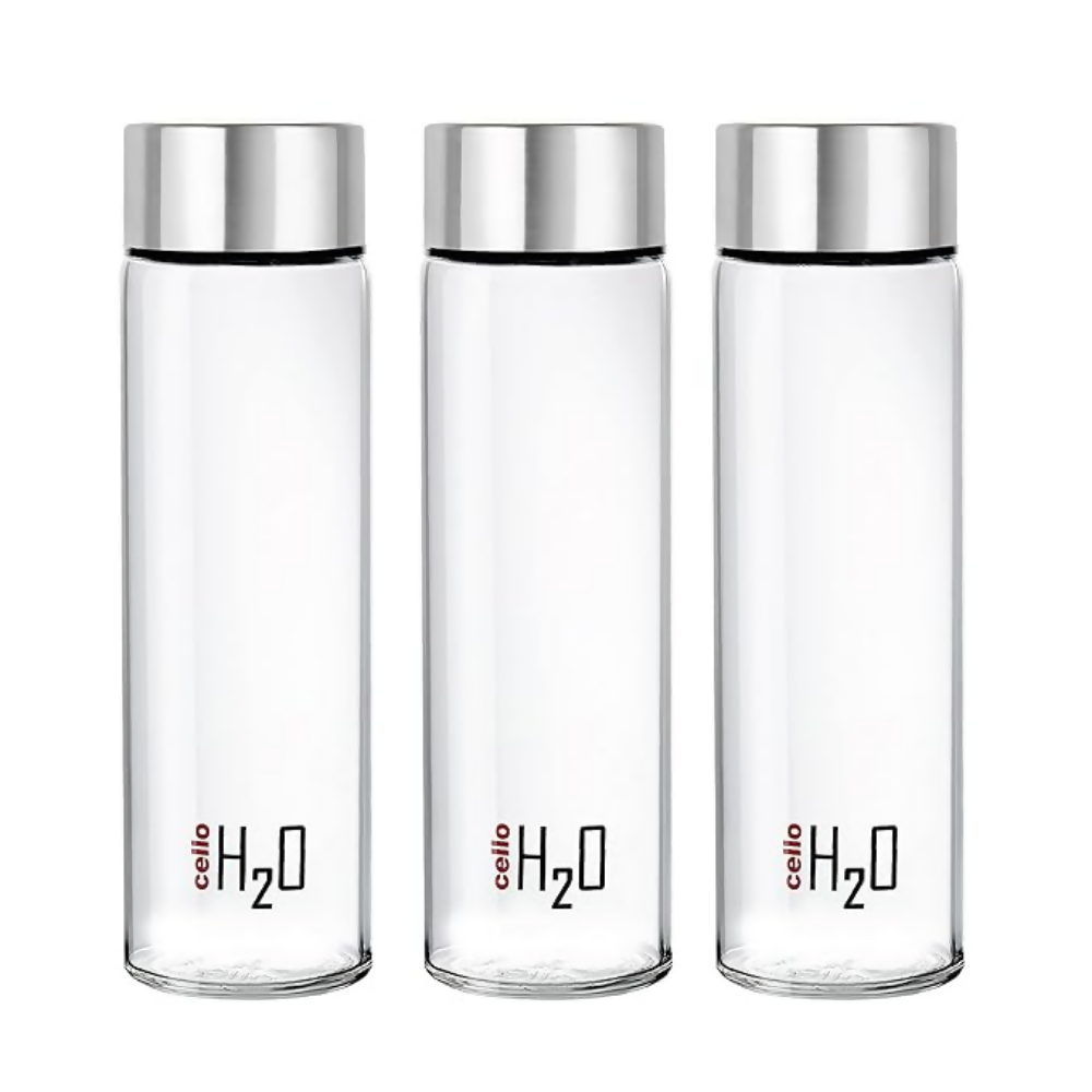 Cello H2O Steelox Glass Water Bottle - Set of 3