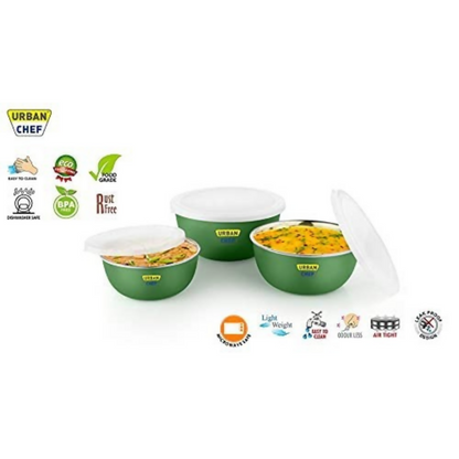 Urban Chef Mixing Bowl Set of 3 Stainless Steel - Green