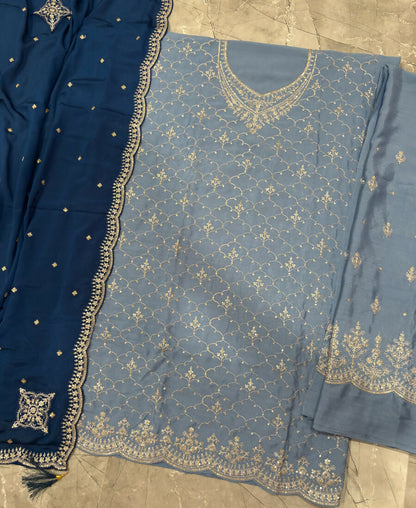 KC Designer Baby Blue 3 Piece Salwar Suit For Women Indian Wear