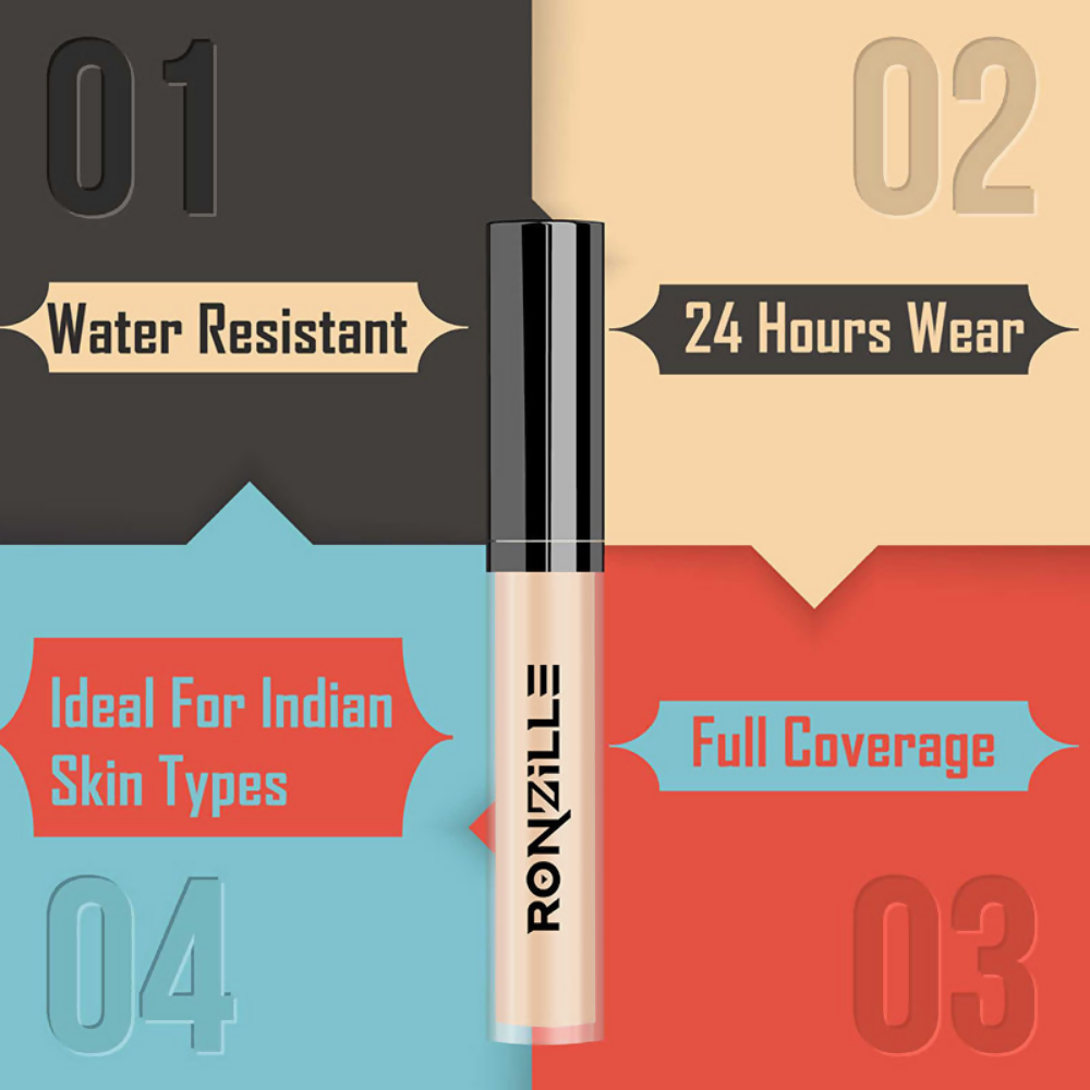 Ronzille Hd Finish Full Coverage Liquid Concealer - Medium Beige 02