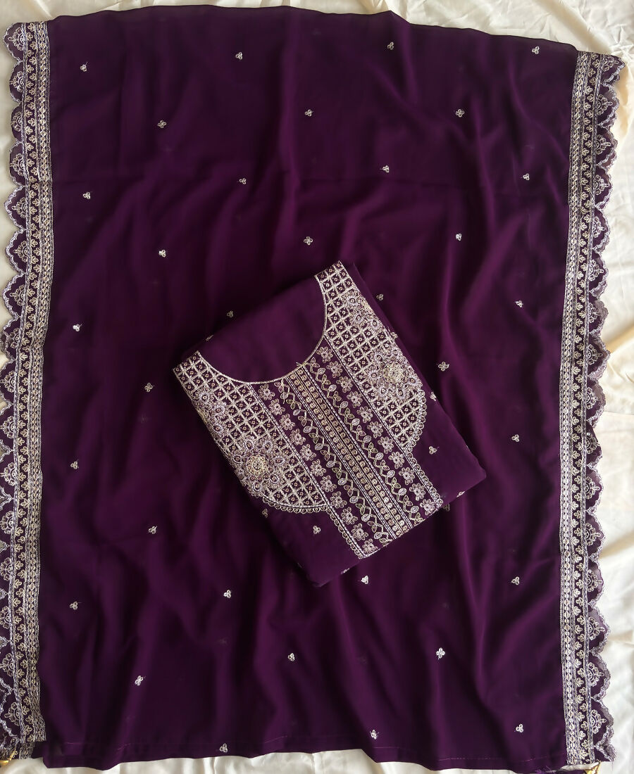 KC New Georgette Short Salwar Kameez Pakistani Style Purple