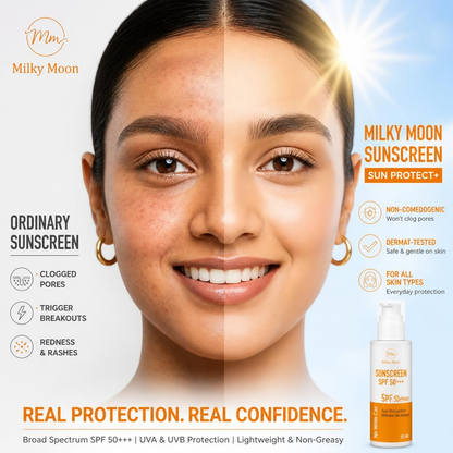 Milky Moon Sunscreen For Oily Skin Spf 50 Pa+++ Lightweight & Non-Greasy