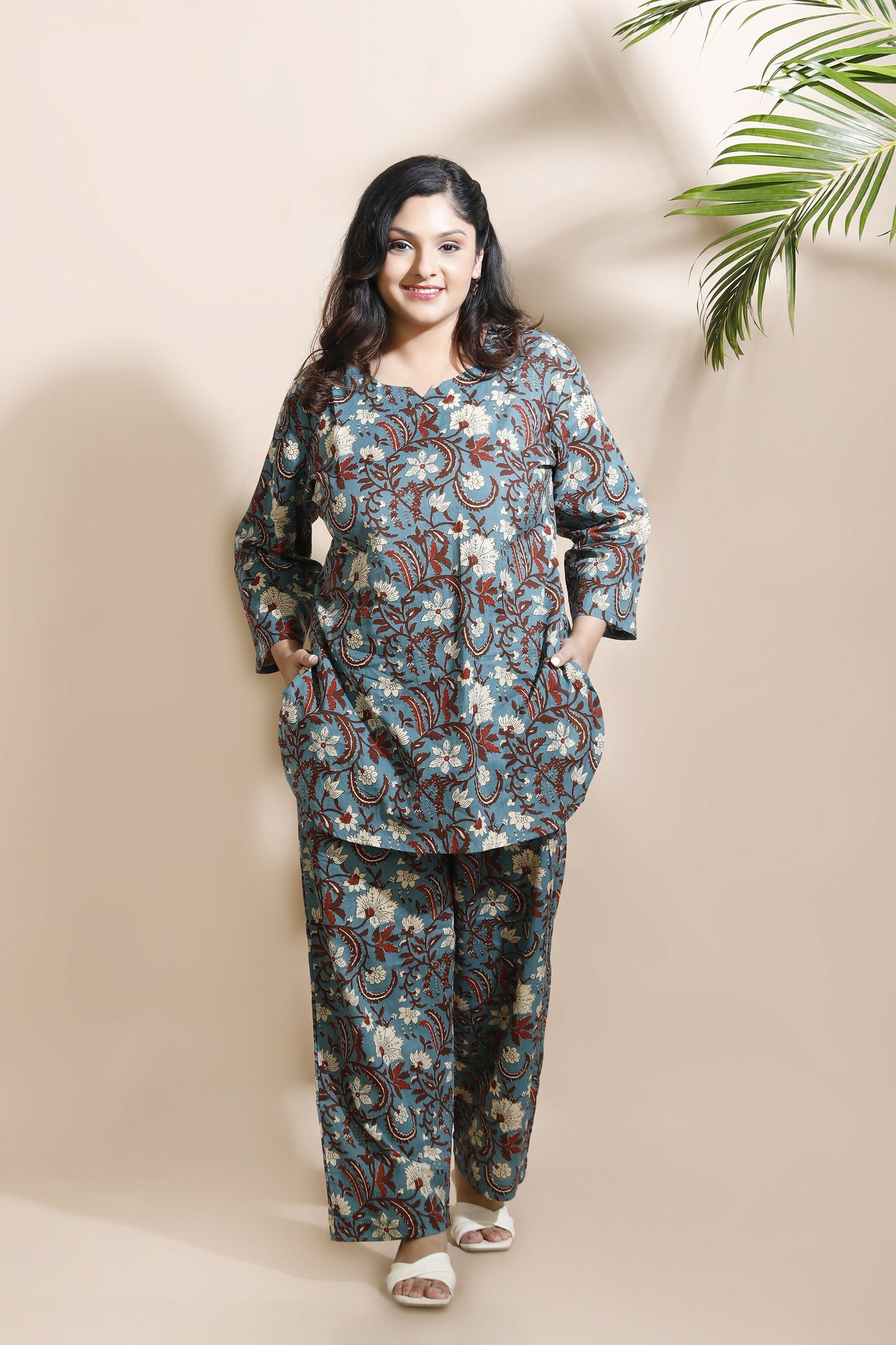 Breathables Blue Kalamkari Kurta & Pant Cotton Co-Ord Set