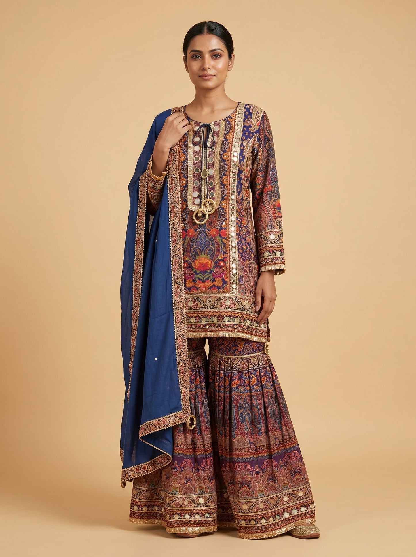 Ocean Blue Sharara Set