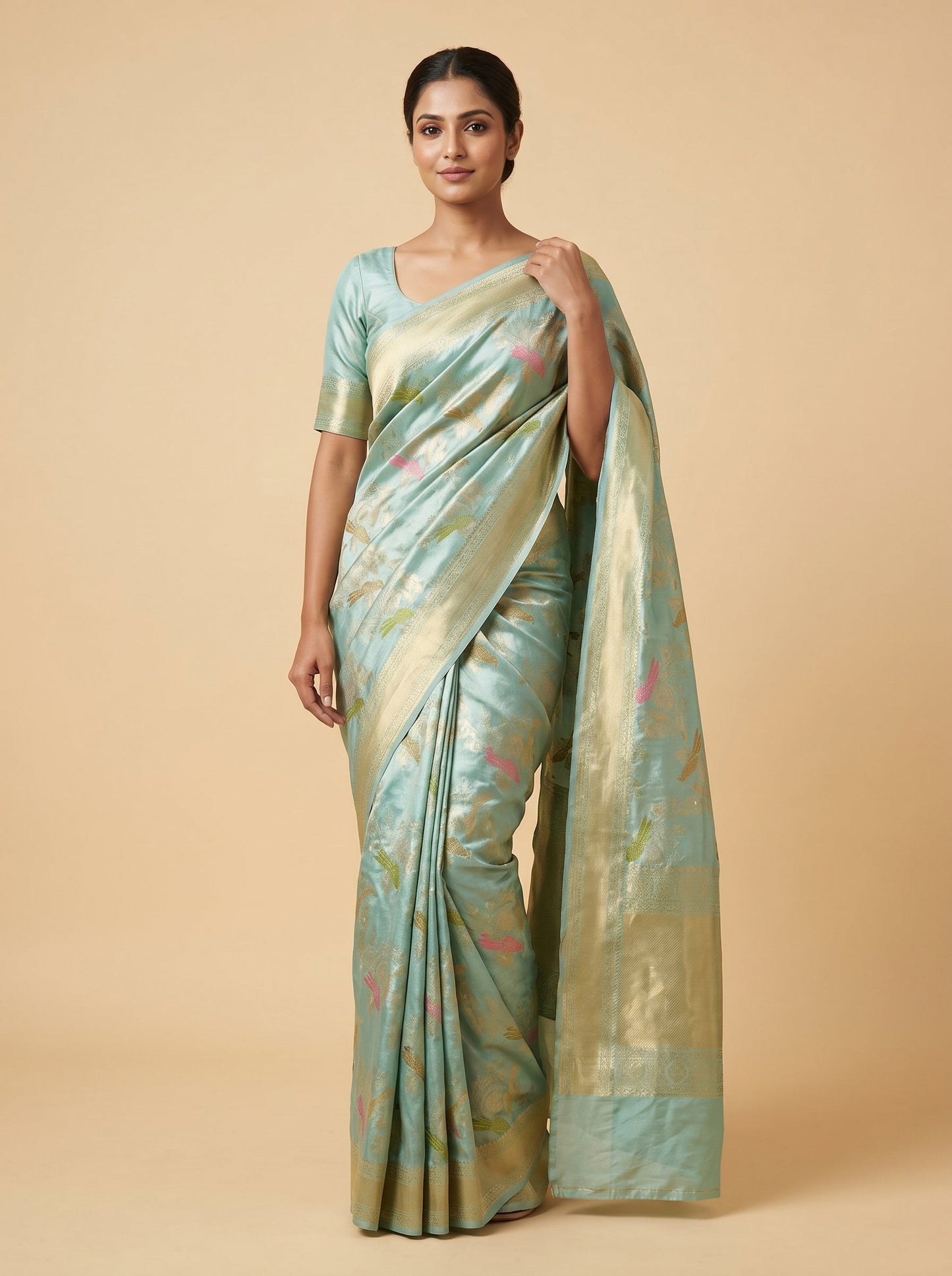 Ocean Sea Green Handloom Saree