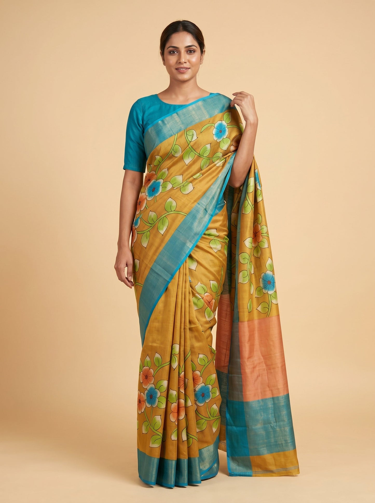 Ochre Warm Printed Saree