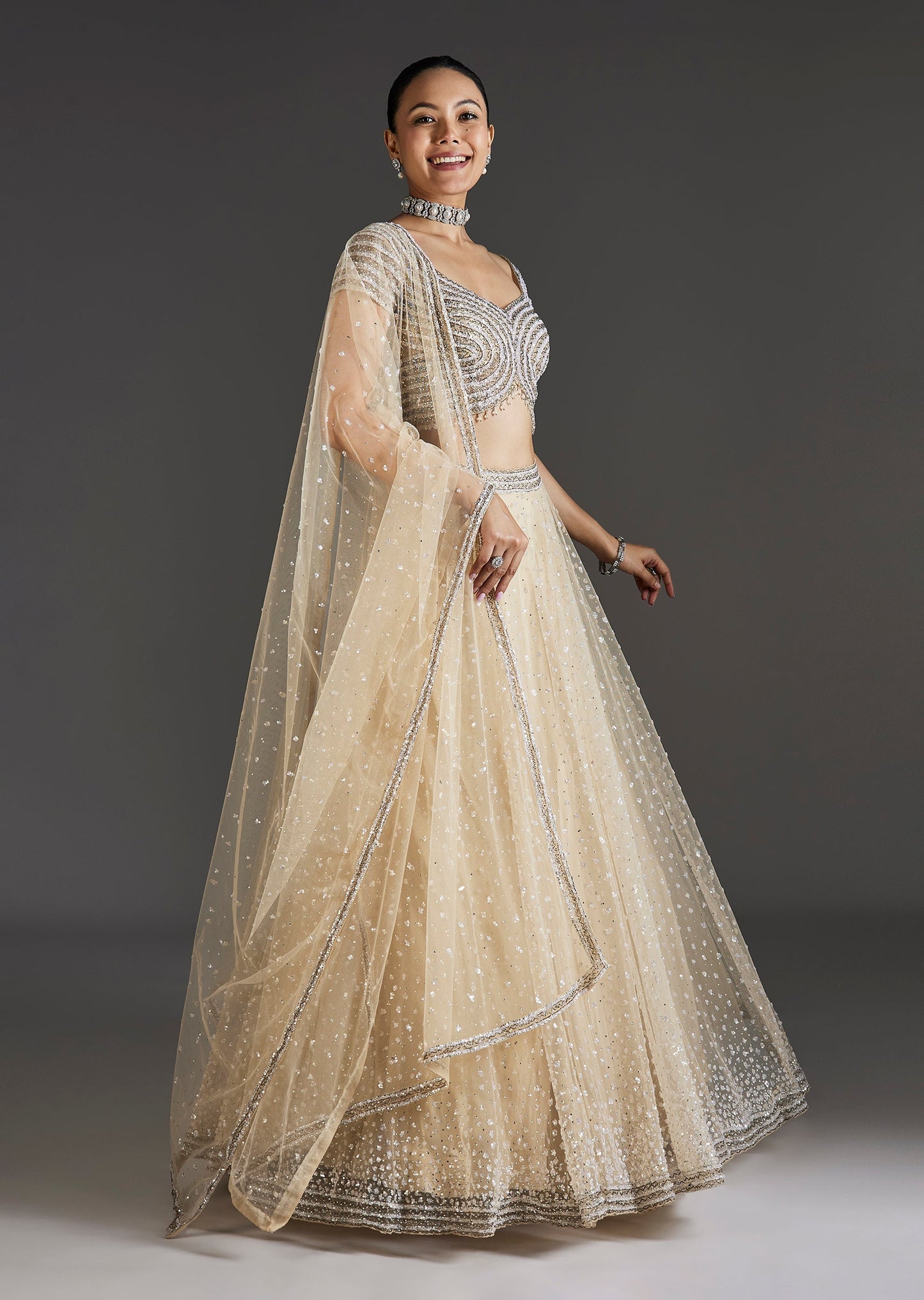 Off White Elegance With Shimmering Grace