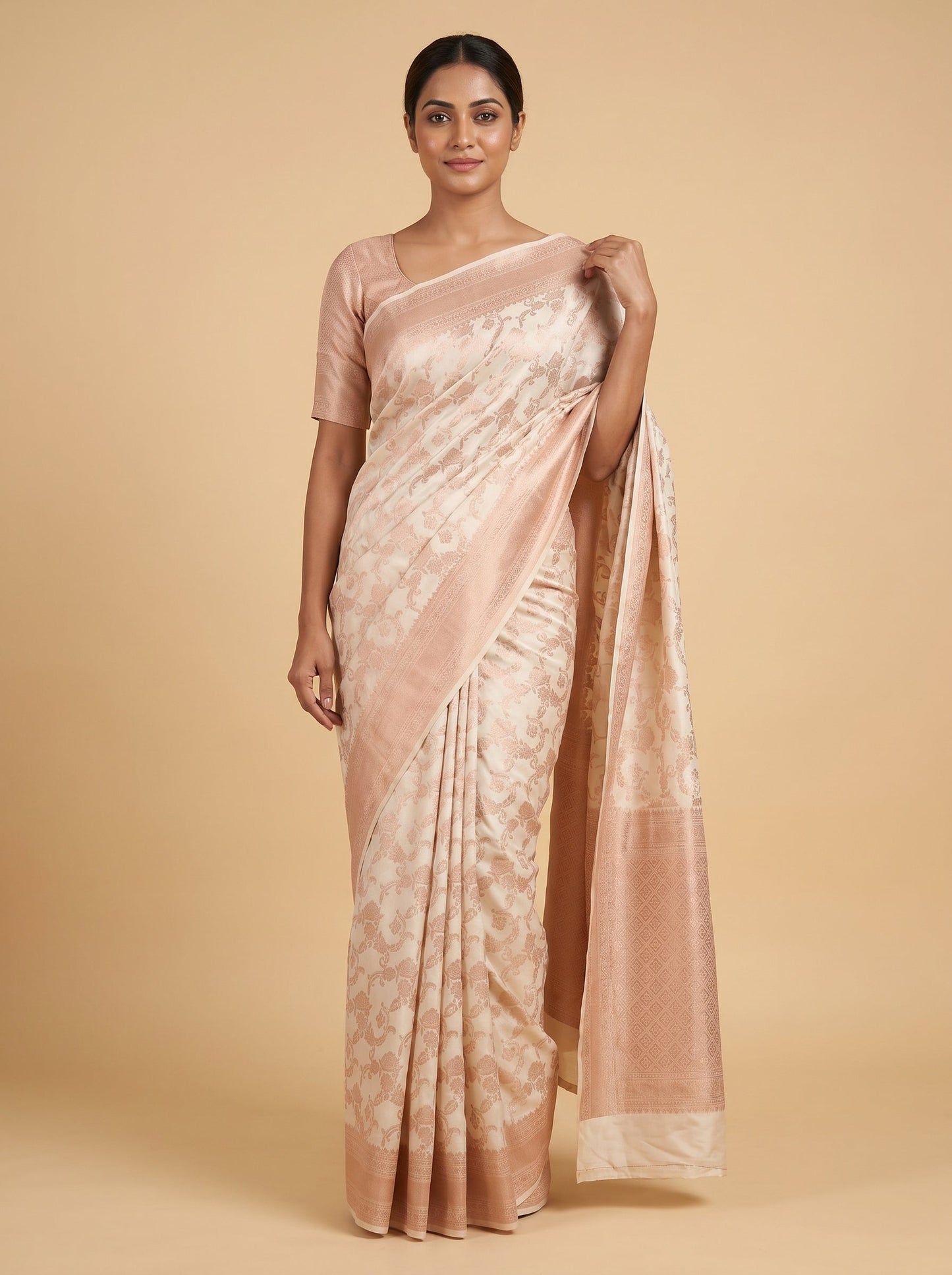 Off White Minimal Muse Handloom Saree