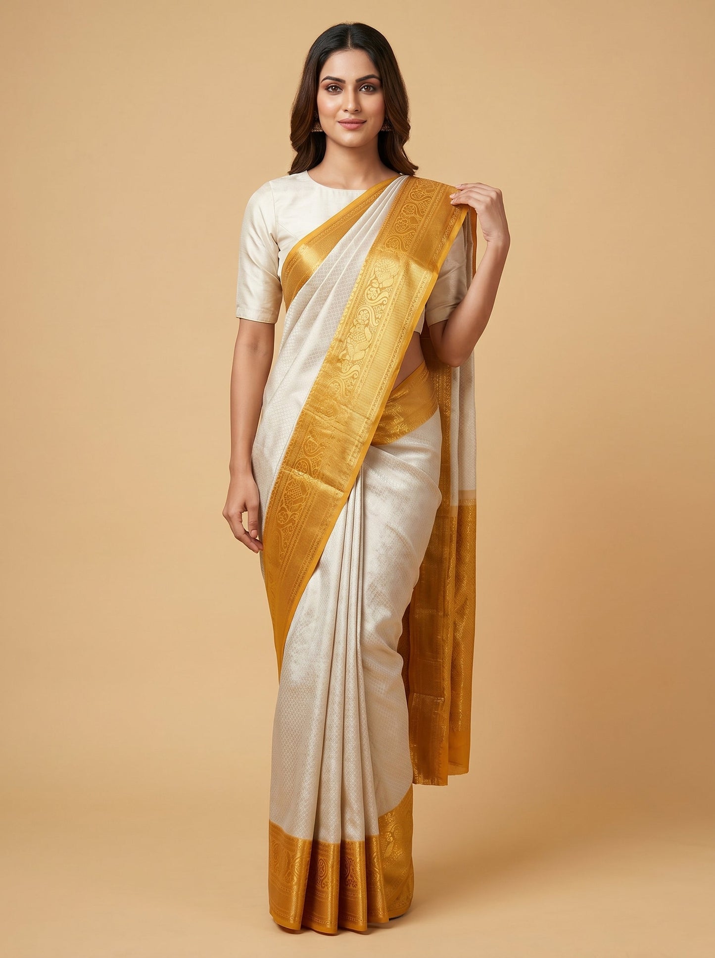 Off White Pure Loom Handloom Saree