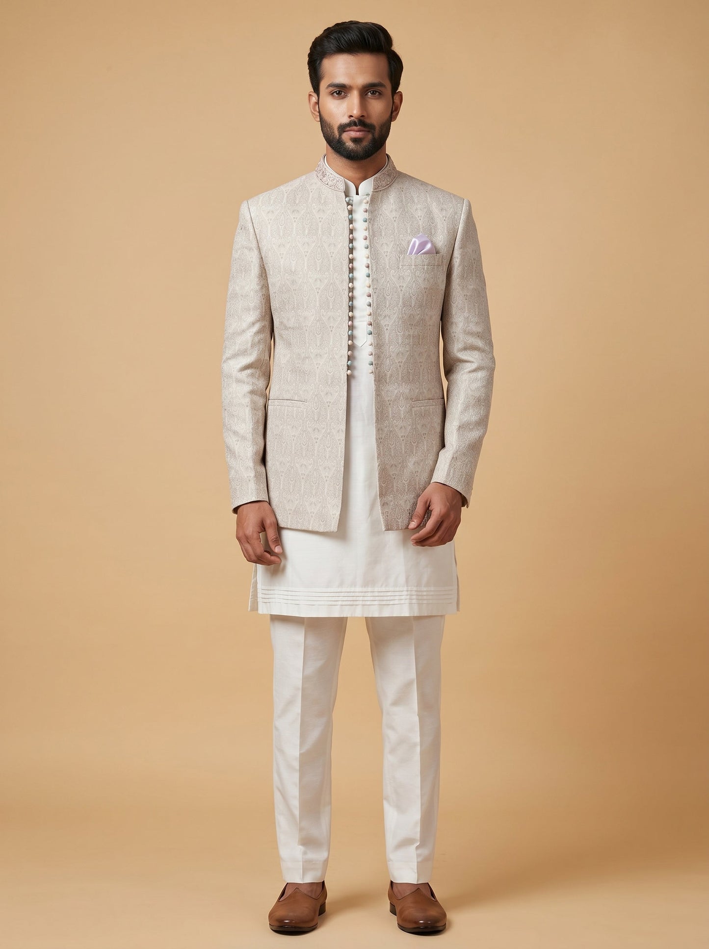 Offwhite Designer Jodhpuri Suit