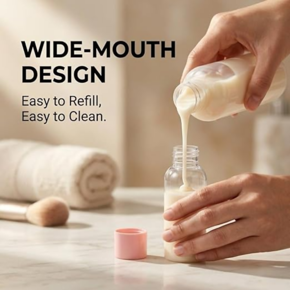 Temperia Travel Bottles for Toiletries - Refillable Empty Mini Containers with Pouch