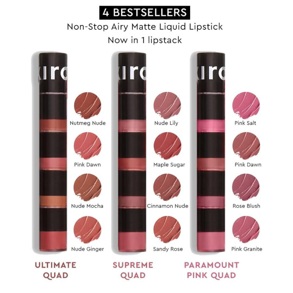 Kiro Four Play Non-Stop Airy Matte Liquid Lip Stack  Paramount Pink
