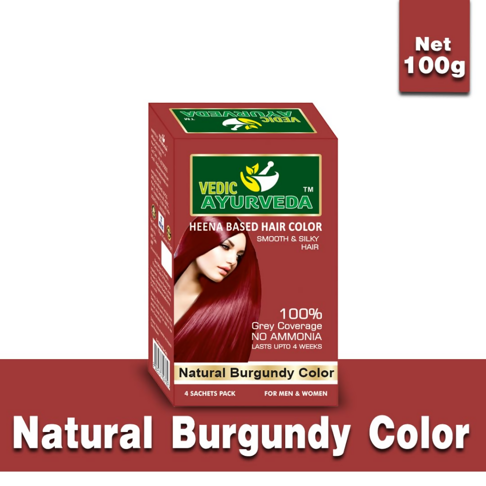 VedicAyurveda Natural Pure Henna Based Hair Color - Natural Burgundy