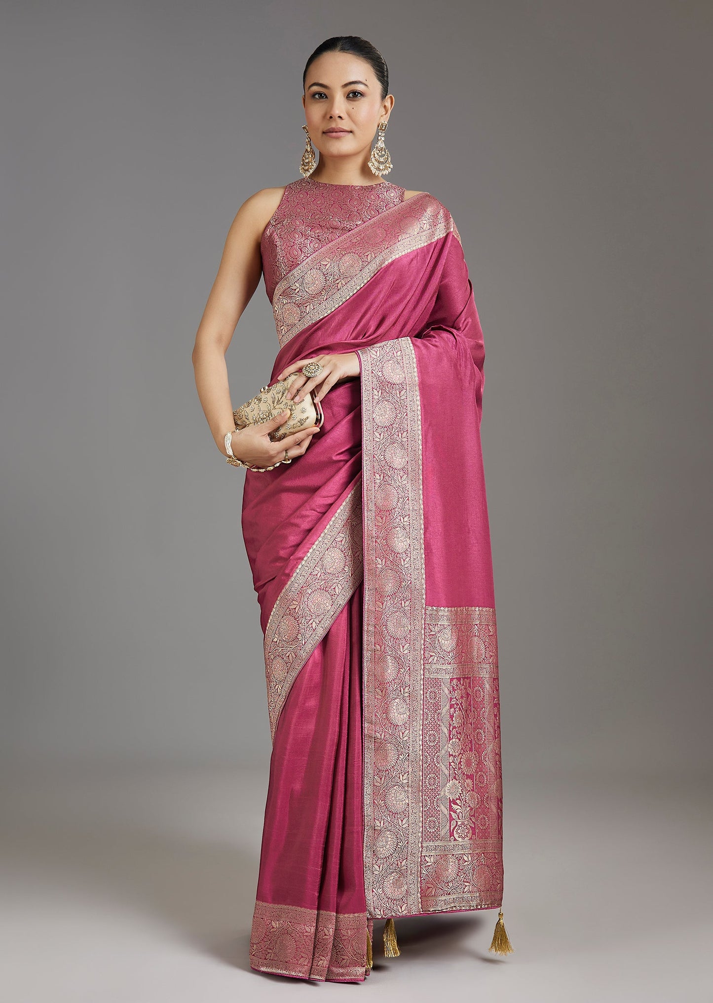 Onion Pink Dola Silk Saree