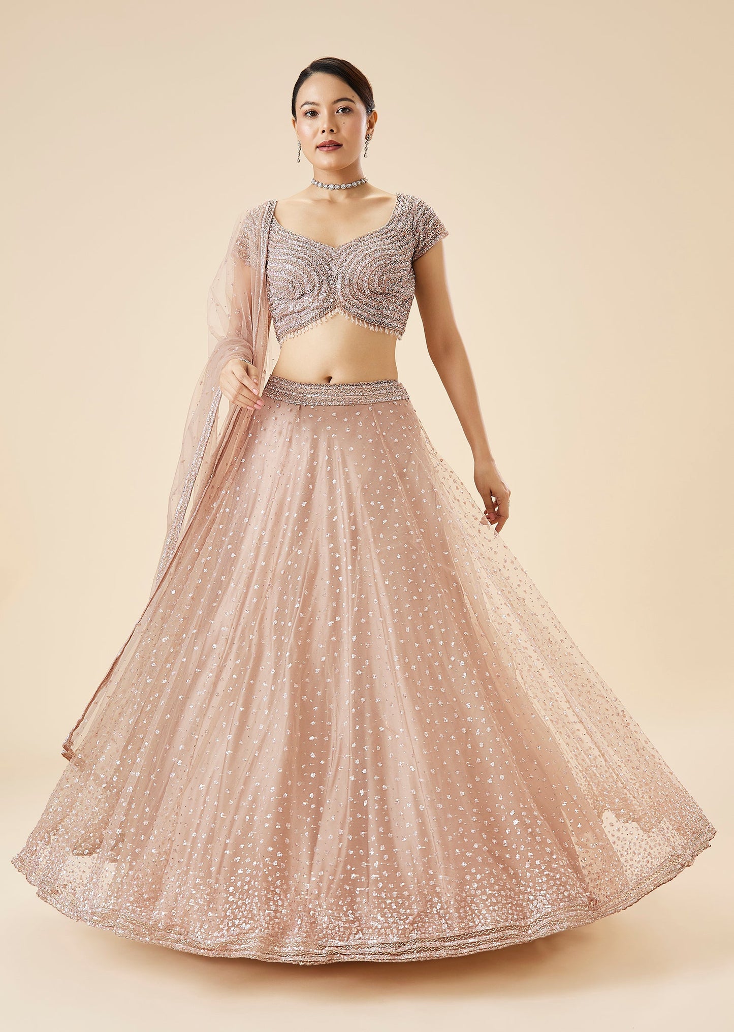 Onion Pink Pastel Embroidered Lehenga Set