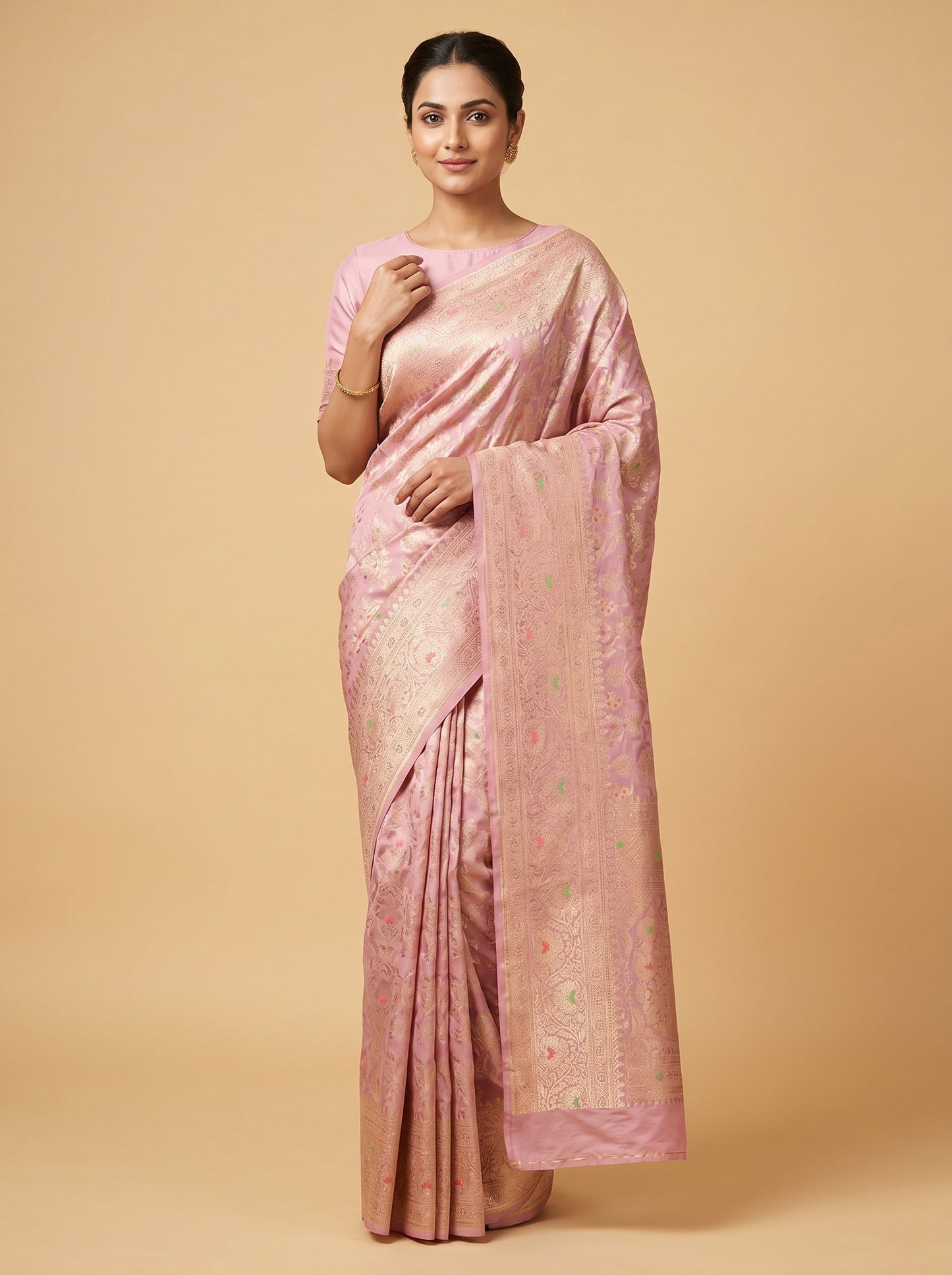 Onion Pink Soft Blush Handloom Saree