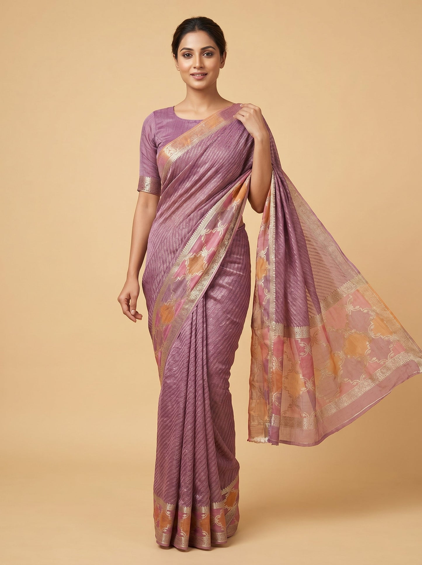 Onion Pink Soft Hue Handloom Saree