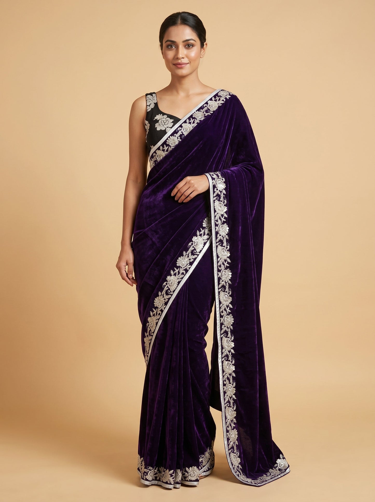 Onyx Black Sequin Embroidered Saree
