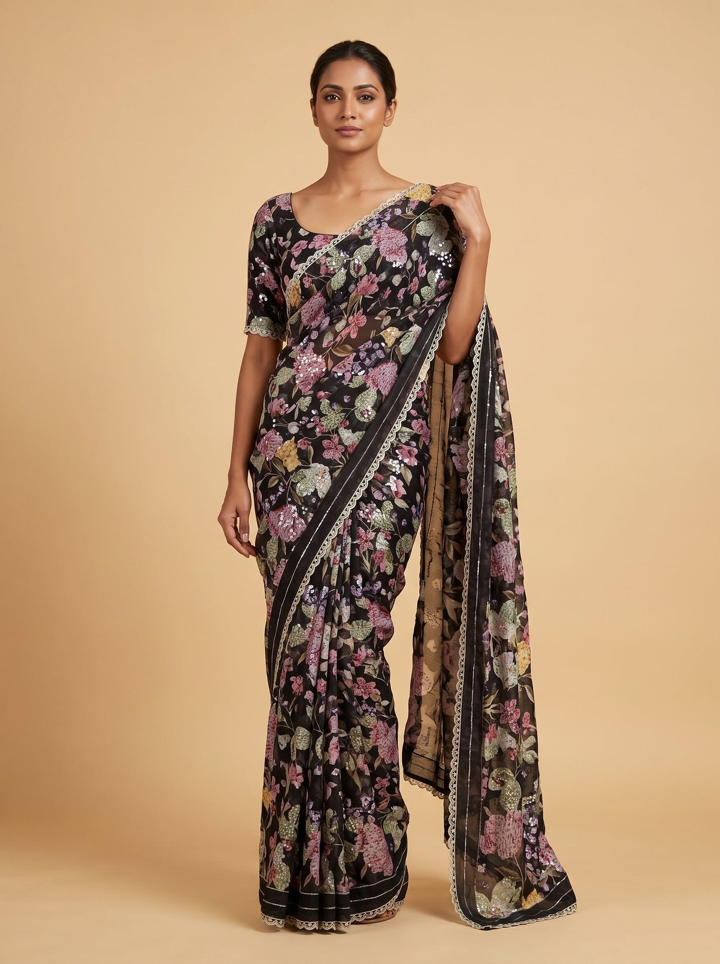 Onyx Embroidered Saree