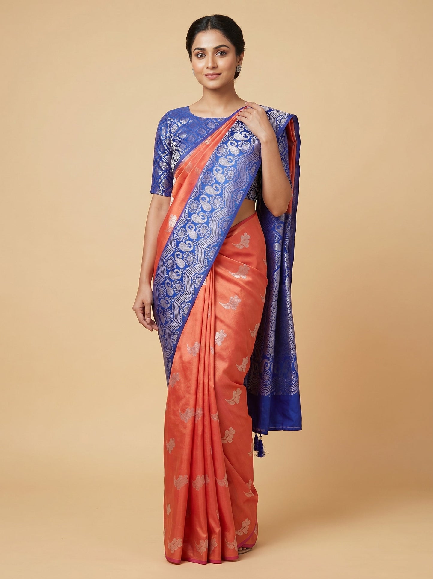 Orange Amber Flame Handloom Saree