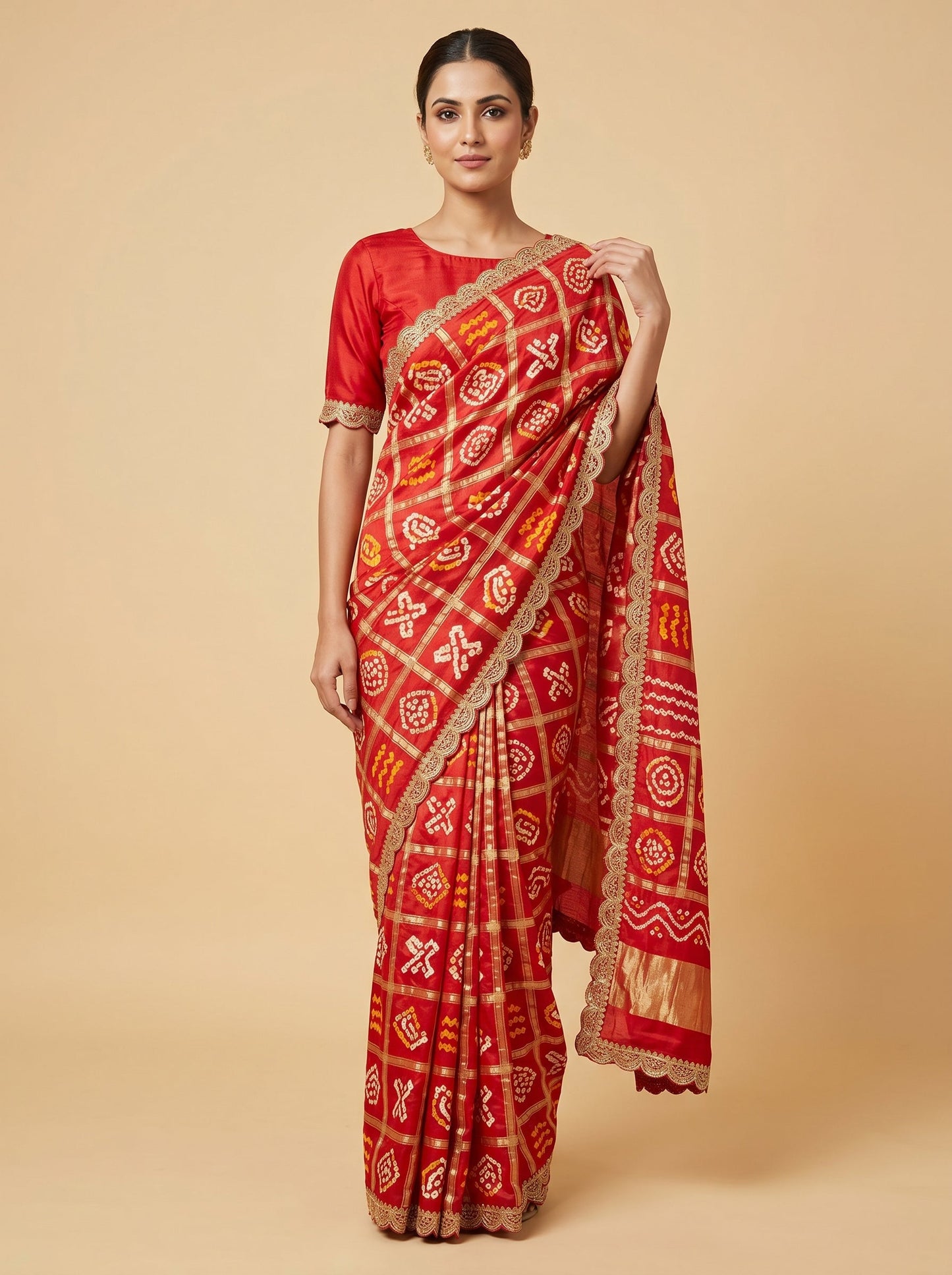 Orange Flame Embroidered Saree