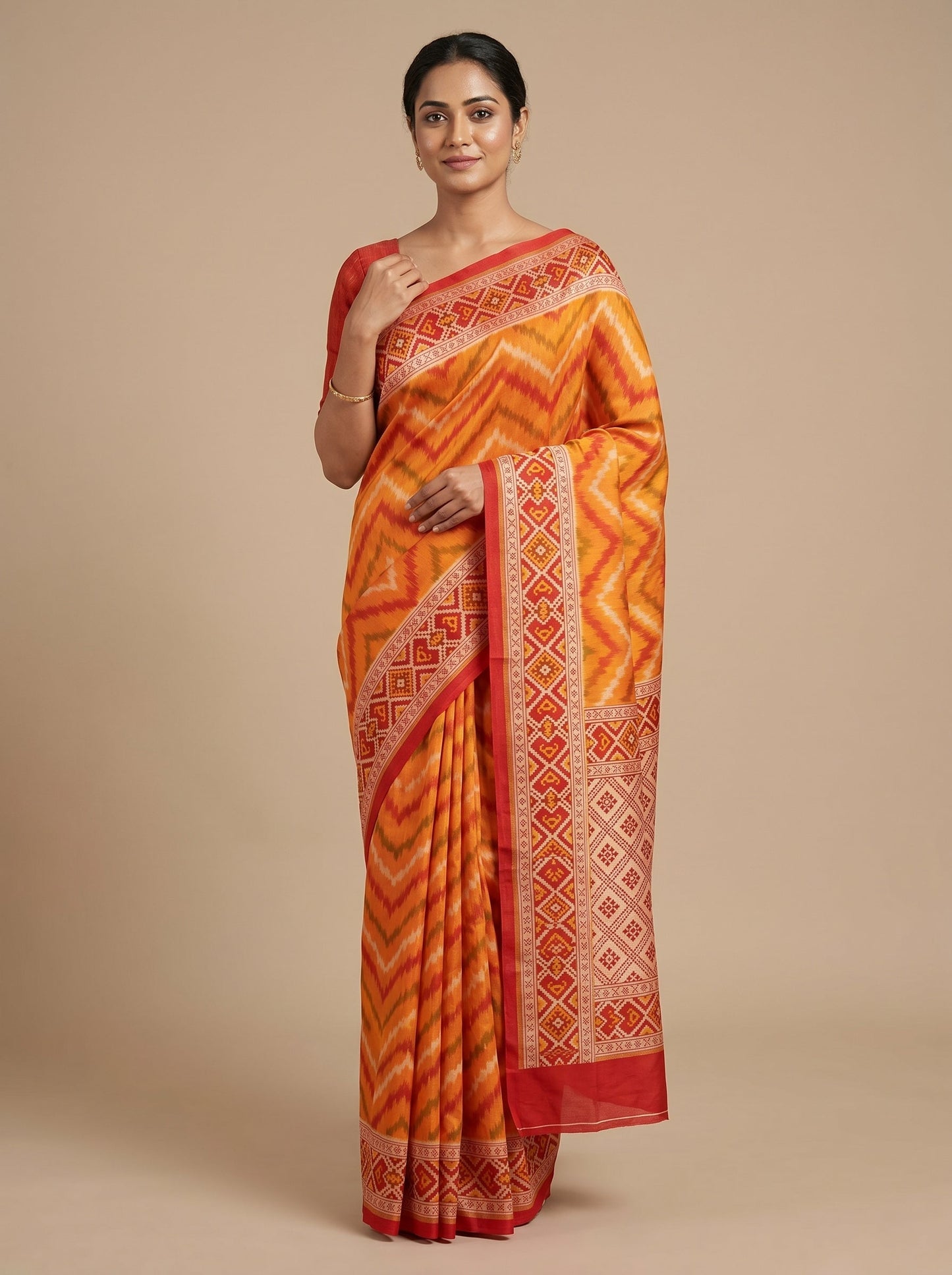 Orange Handloom Saree with Bright Tone