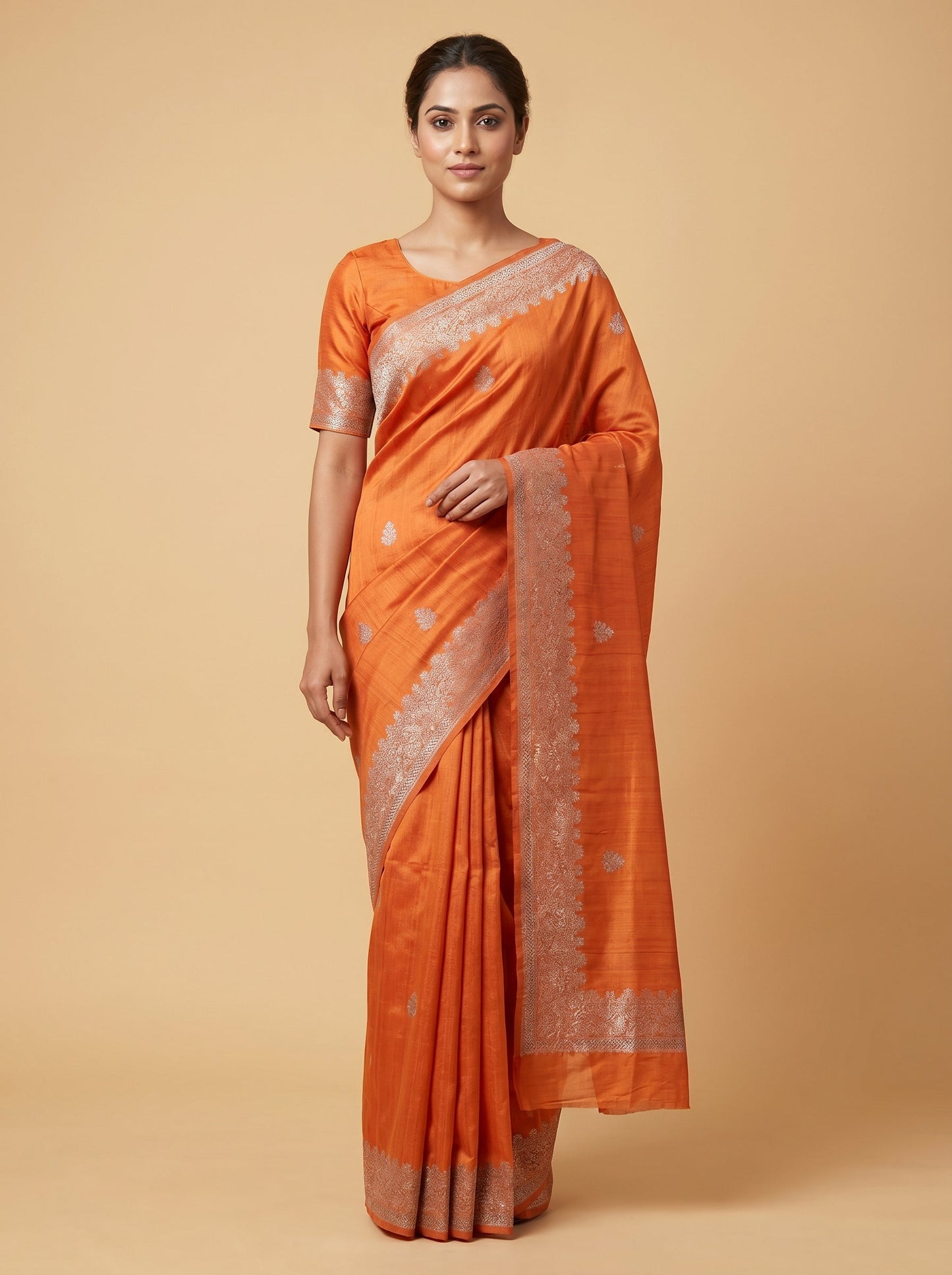 Orange Lively Handloom Saree