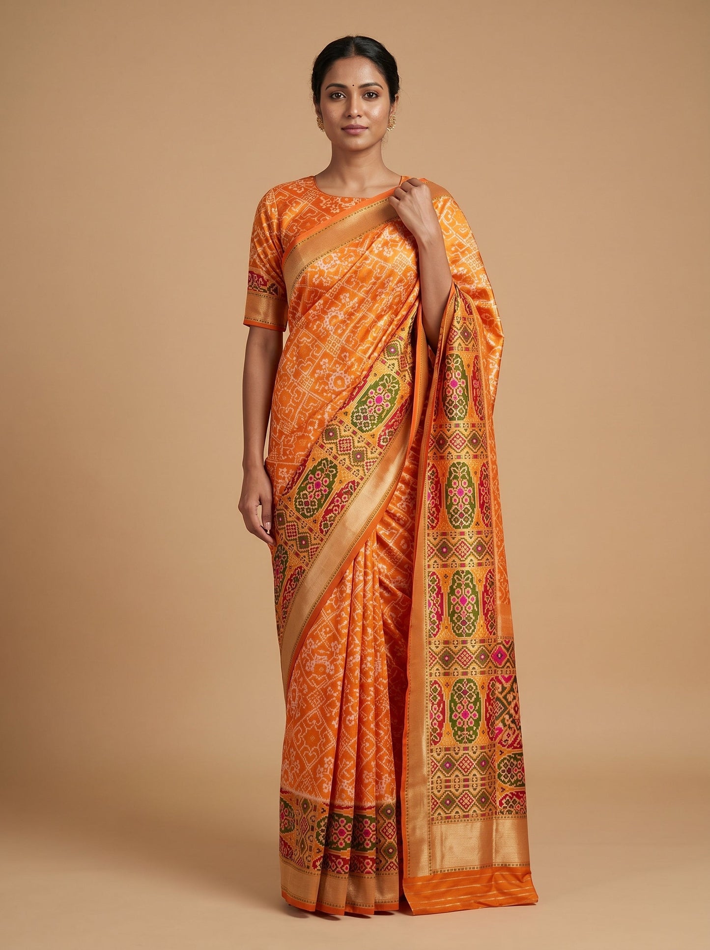 Orange Radiant Flow Handloom Saree