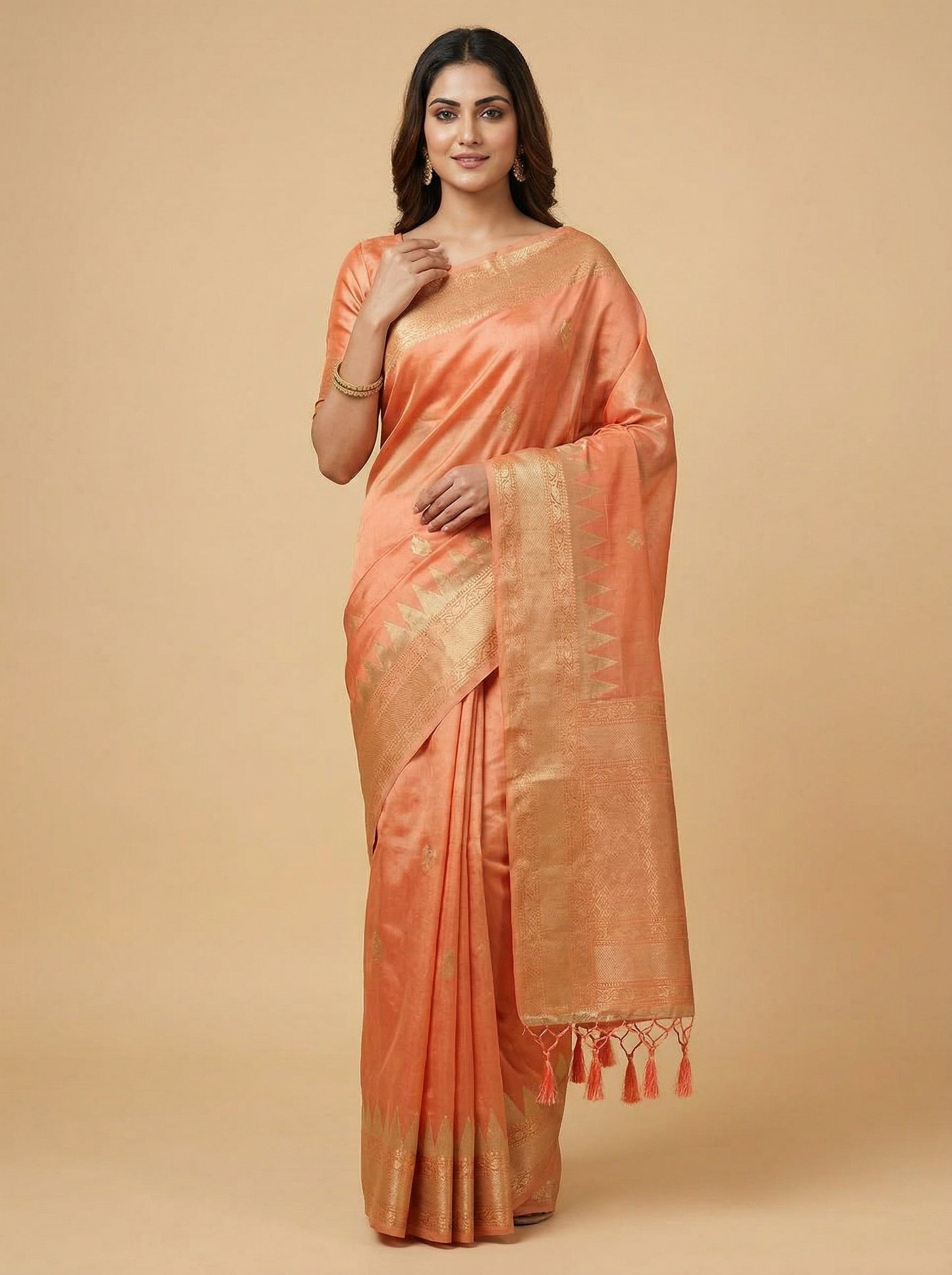 Orange Toasted Embroidered Saree