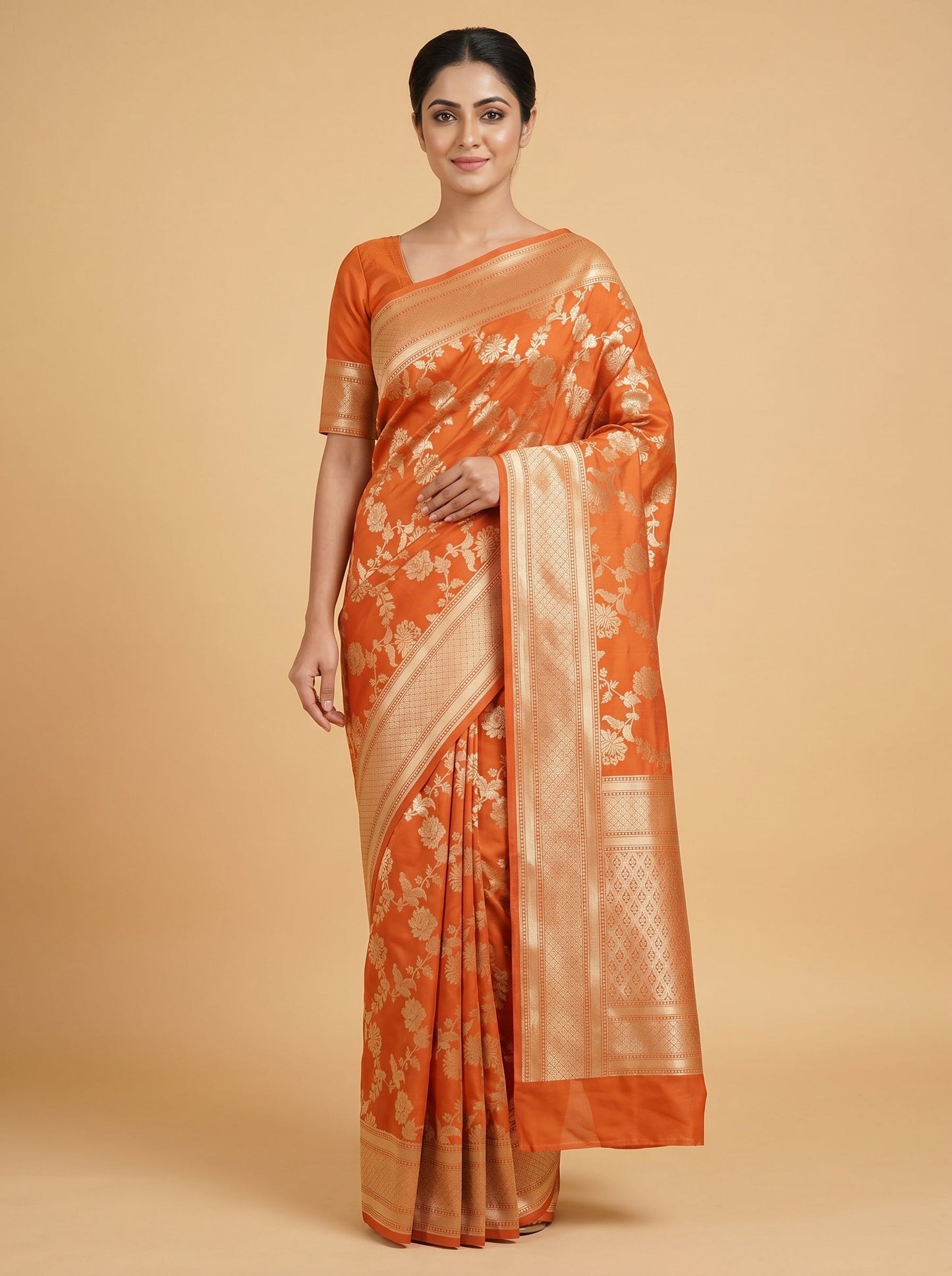 Orange Vibrant Energy Handloom Saree