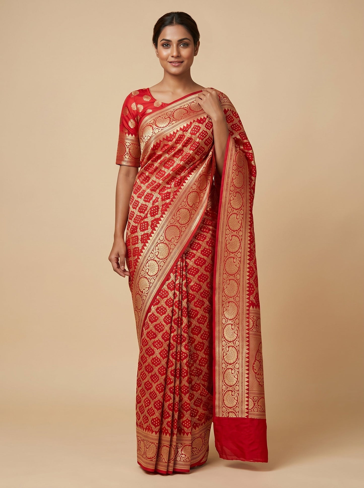 Orange Vivid Bandhani Saree