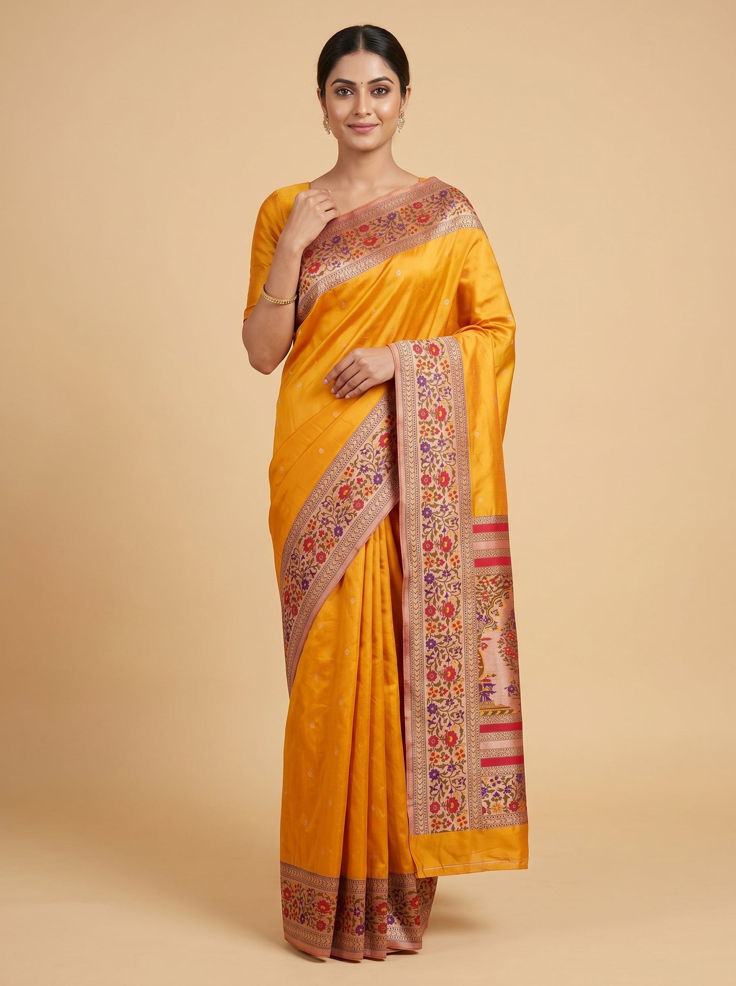 Orange Warm Handloom Saree