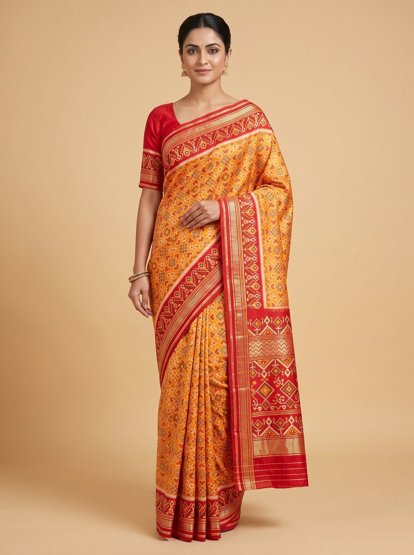 Orange Warm Weave Handloom Saree
