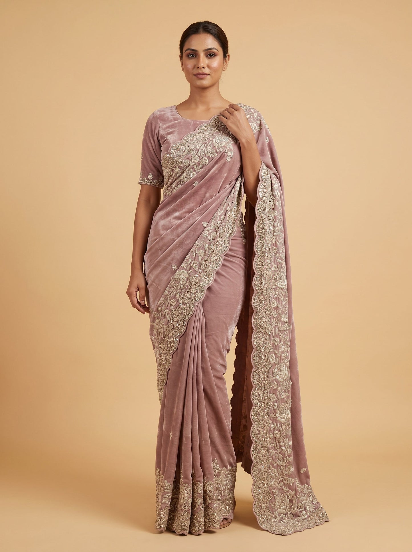 Orchid Mauve Embroidered Saree