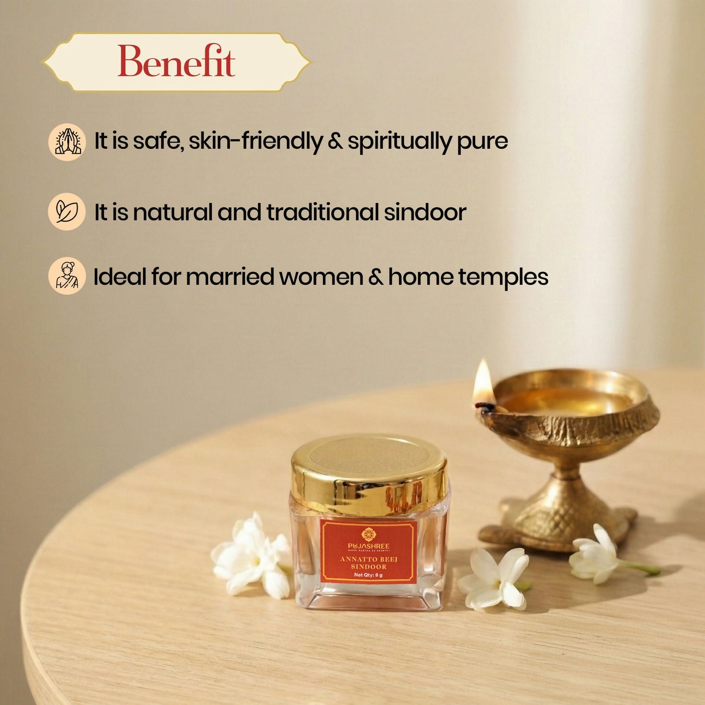 Pujashree Annatto Beez Sindoor  Traditional Sacred Sindoor for Puja & Religious Rituals