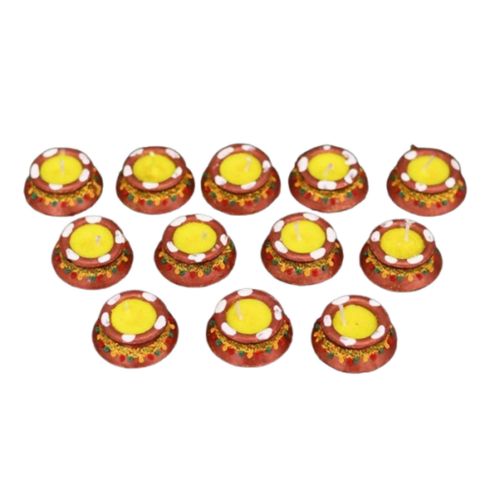CraftVatika Handmade Wax Clay Mitti Diya For Decoration
