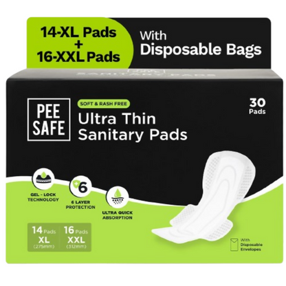 Pee Safe Comfort Ultra Thin Sanitary Pads For Women (30 Pads)