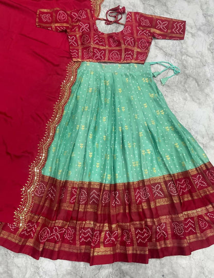 Teeya Creation New Latest Trendy Heavy Foil Print Work Lehenga Choli Set - Aqua-Blue