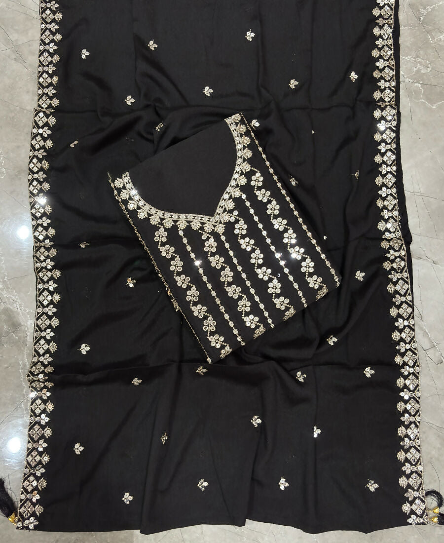 KC Latest Cocktail Wear Black Chinon Sharara Suit For Women