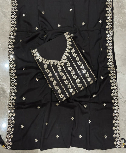 KC Latest Cocktail Wear Black Chinon Sharara Suit For Women