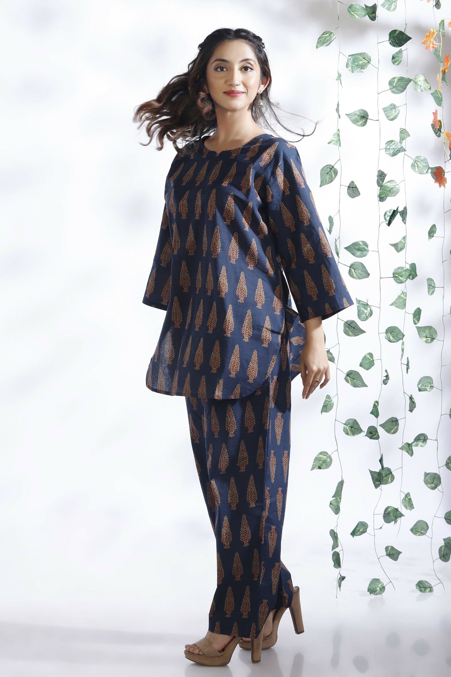 Breathables Blue Butta Cotton Kurta & Pant Co-Ord Set