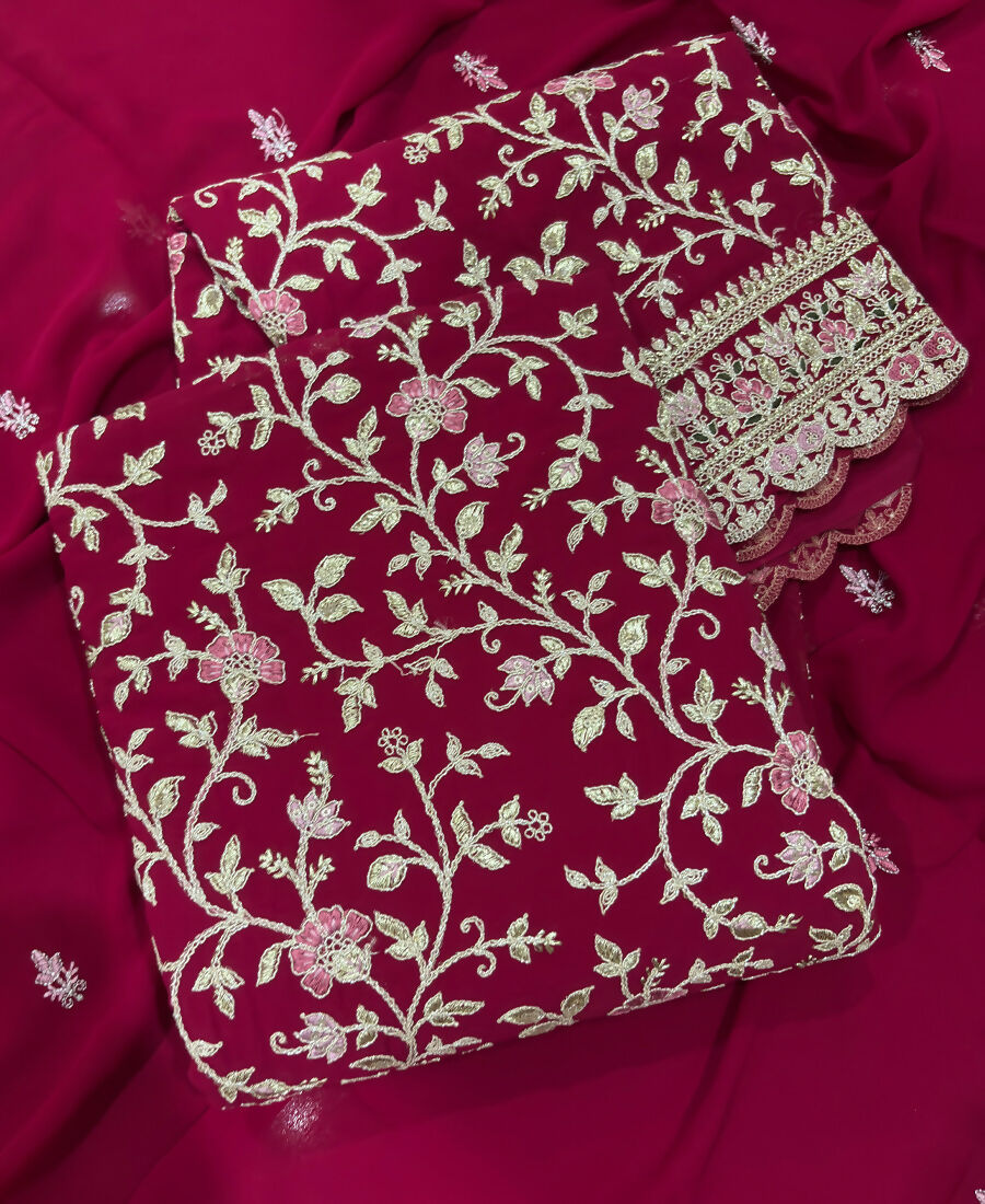 KC Rani Pink Straight Suit For Women Georgette Fabric