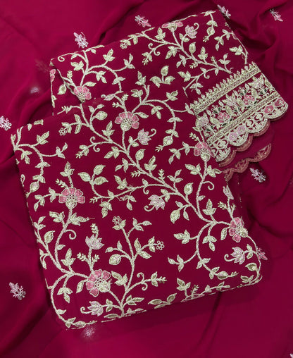 KC Rani Pink Straight Suit For Women Georgette Fabric